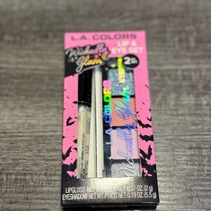 L.A. Colors Shimmer Lip Gloss and pink silver Eyeshadow set